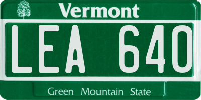 VT license plate LEA640