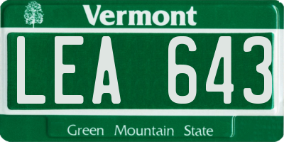 VT license plate LEA643
