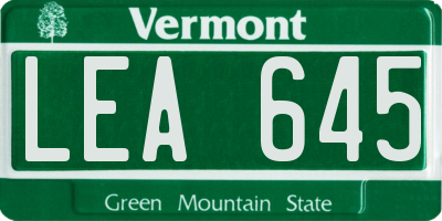 VT license plate LEA645