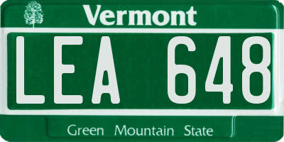 VT license plate LEA648