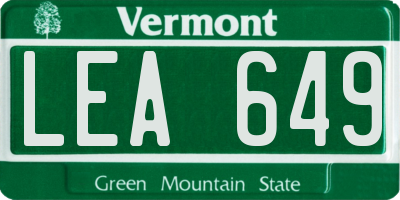 VT license plate LEA649