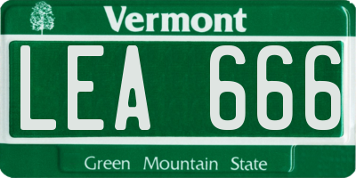 VT license plate LEA666