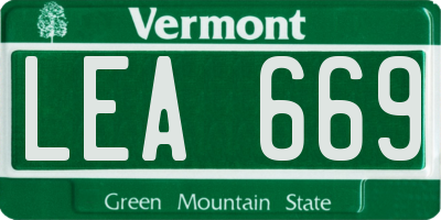 VT license plate LEA669