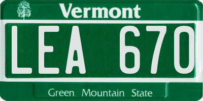 VT license plate LEA670