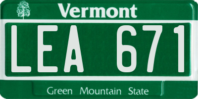 VT license plate LEA671