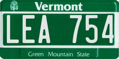 VT license plate LEA754
