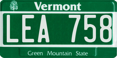 VT license plate LEA758