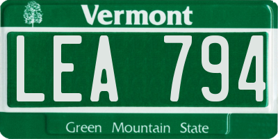 VT license plate LEA794