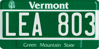 VT license plate LEA803