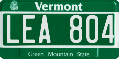 VT license plate LEA804