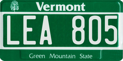 VT license plate LEA805