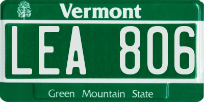 VT license plate LEA806