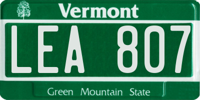 VT license plate LEA807