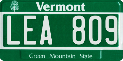 VT license plate LEA809