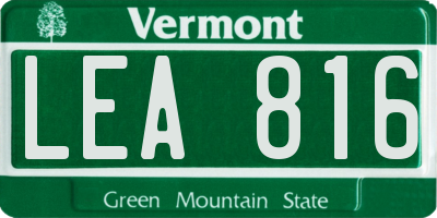 VT license plate LEA816