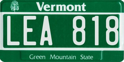 VT license plate LEA818