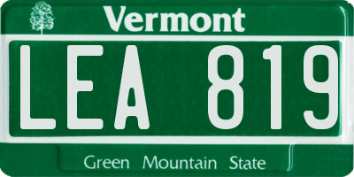 VT license plate LEA819