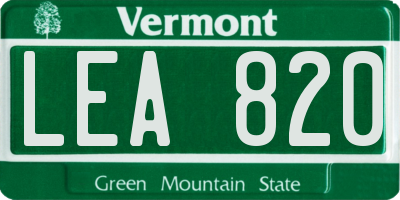 VT license plate LEA820