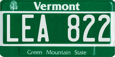VT license plate LEA822