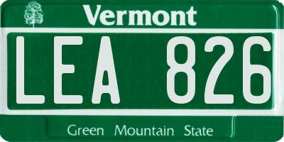 VT license plate LEA826