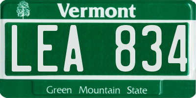 VT license plate LEA834