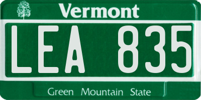 VT license plate LEA835