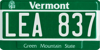 VT license plate LEA837