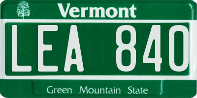 VT license plate LEA840