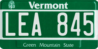 VT license plate LEA845