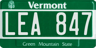 VT license plate LEA847