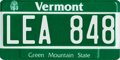 VT license plate LEA848