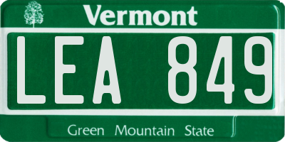 VT license plate LEA849