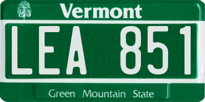 VT license plate LEA851