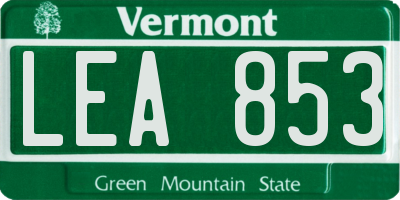 VT license plate LEA853