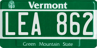 VT license plate LEA862