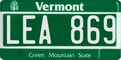 VT license plate LEA869