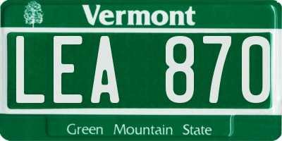 VT license plate LEA870