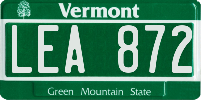 VT license plate LEA872