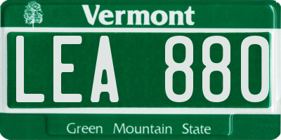 VT license plate LEA880