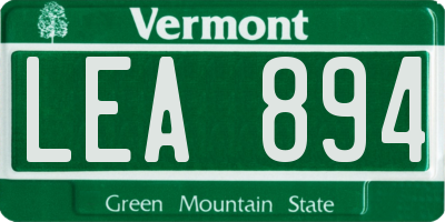 VT license plate LEA894