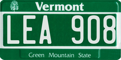 VT license plate LEA908