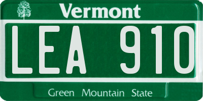 VT license plate LEA910