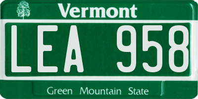 VT license plate LEA958
