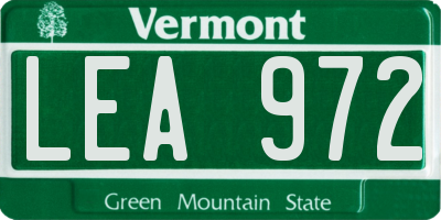 VT license plate LEA972