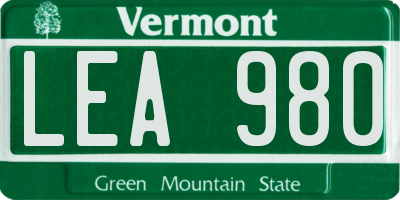 VT license plate LEA980