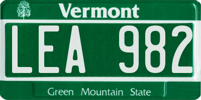 VT license plate LEA982