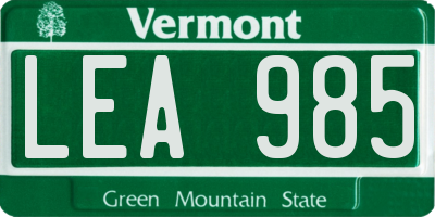 VT license plate LEA985
