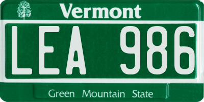 VT license plate LEA986