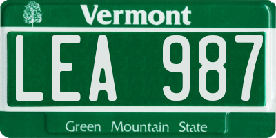 VT license plate LEA987