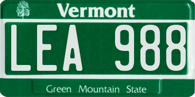 VT license plate LEA988